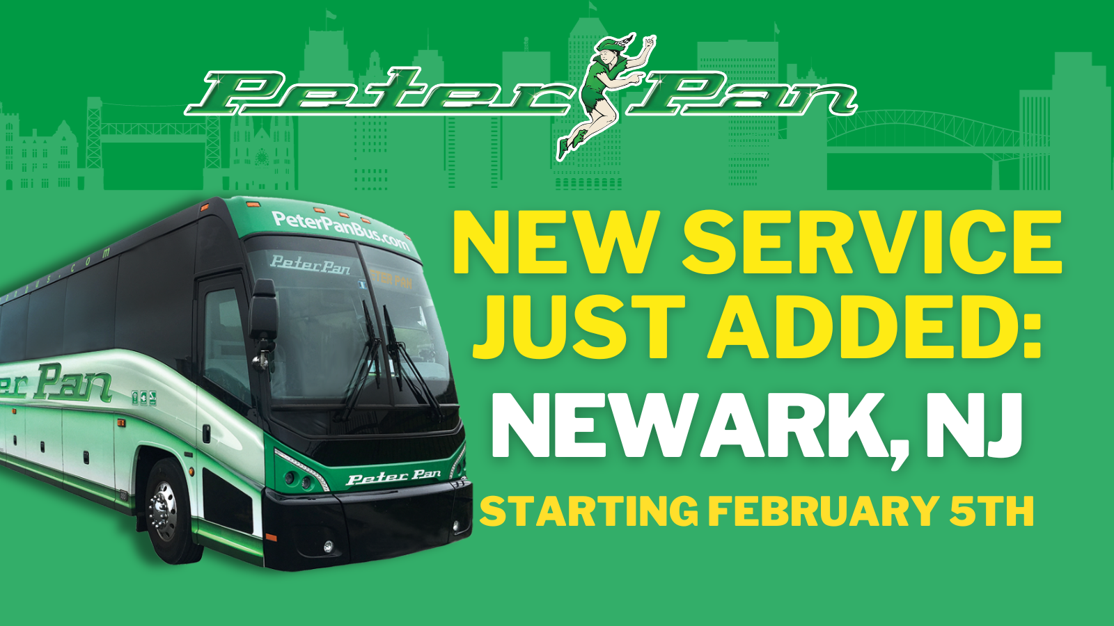 Peter Pan Bus Rolls into Newark, NJ starting February 5, 2024