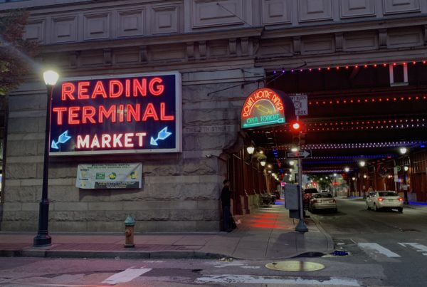 Exterior shot of the Reading Terminal Market building in Philadelphia