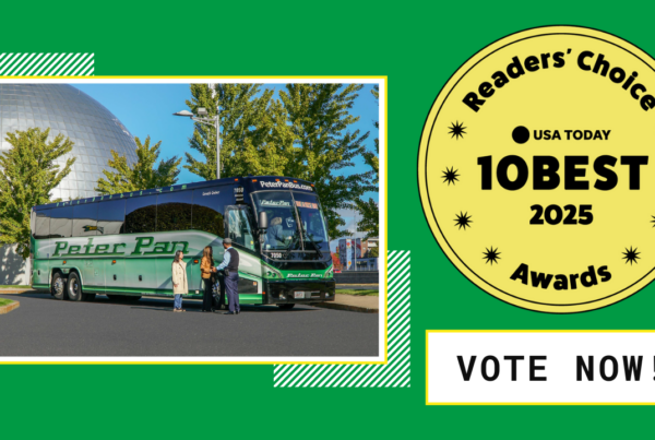 We’re thrilled to share that Peter Pan Bus Lines is once again a nominee for USA Today’s 10Best Readers’ Choice Award for Best Bus Service in the United States!
